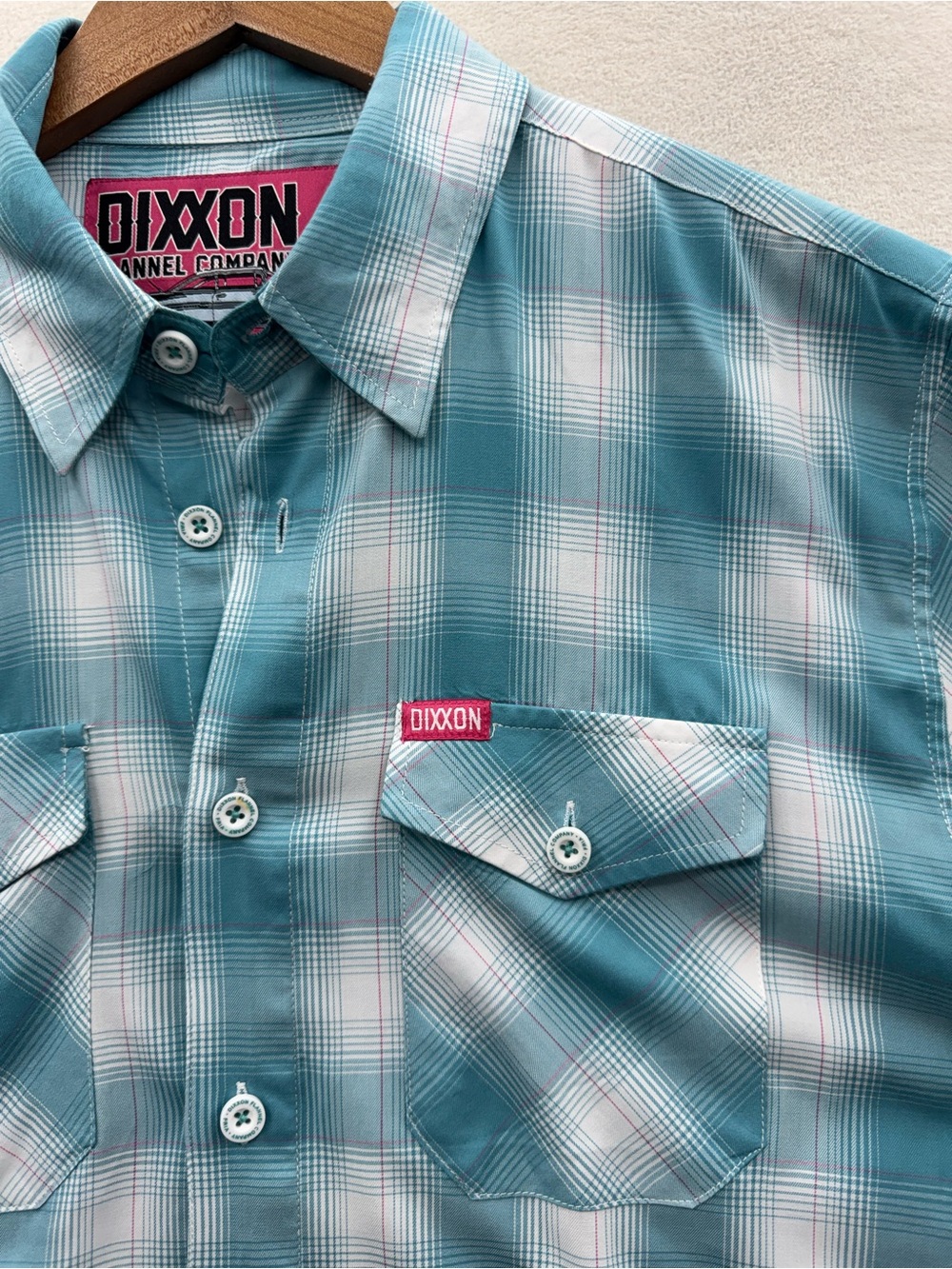 Dixxon Flannel Mens Large Shirt Fria Blue White Plaid D-Lux Bamboo Hipster - Picture 3 of 7